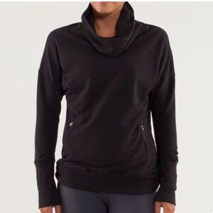 Lululemon Run Rest Day Long Sleeve Pullover Stretch French Terry Black